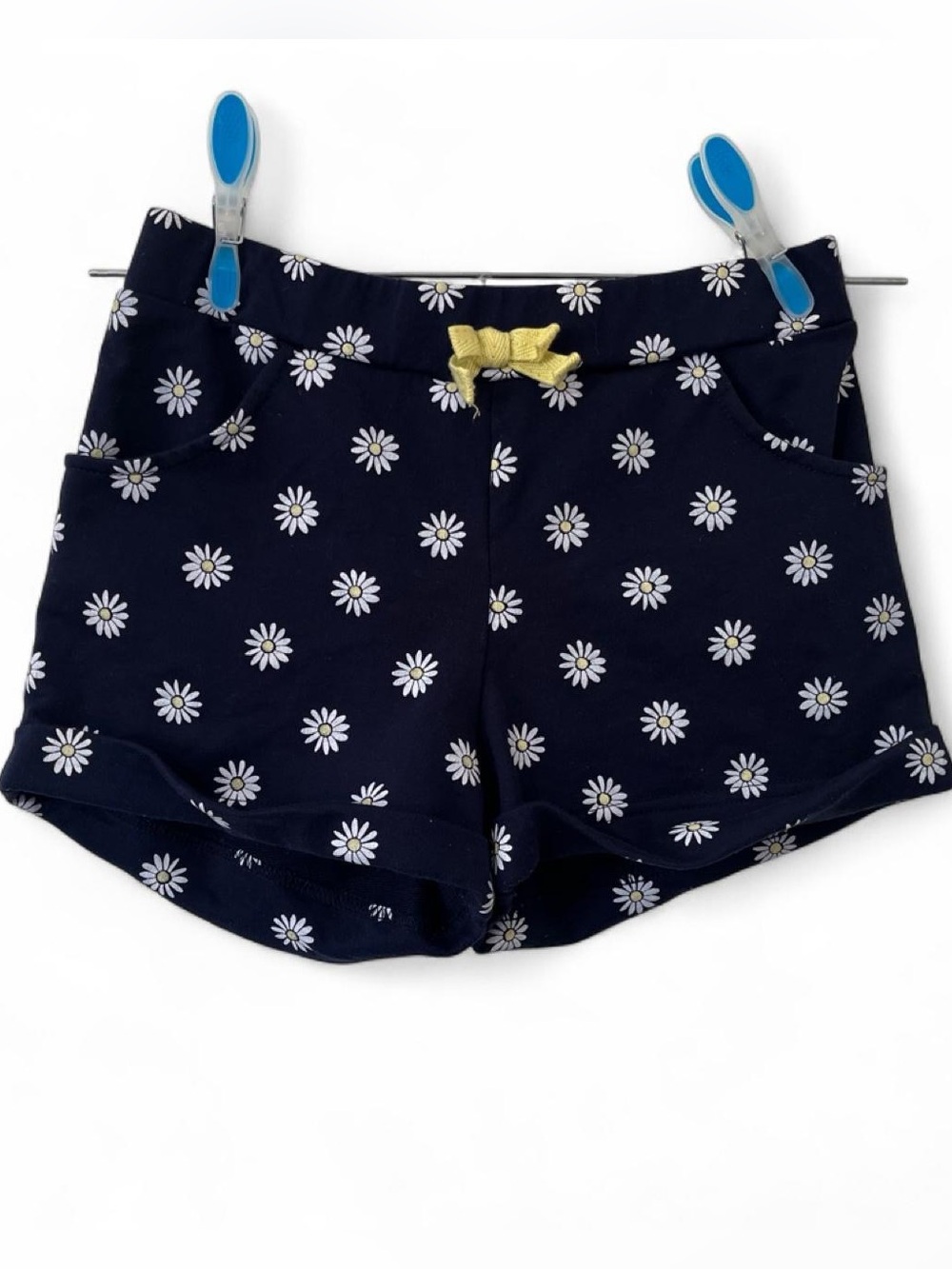Girls Large French Terry Daisy Graphic Floral Print Cuffed Hem Summer Shorts